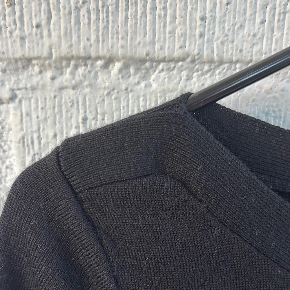 Tory Burch Merino Wool Elegant Black Knit Ruffle Hem Dress sz L